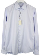 SUITSUPPLY Extra Slim Fit Formal Shirt Men's LARGE Spread Collar Button Blue