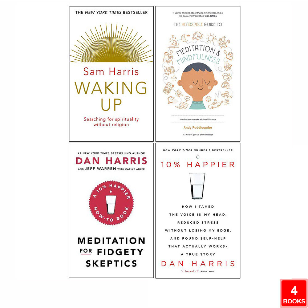 Waking Up, Headspace Mindfulness, Meditation For Fidgety,10% Happier 4 Books Set