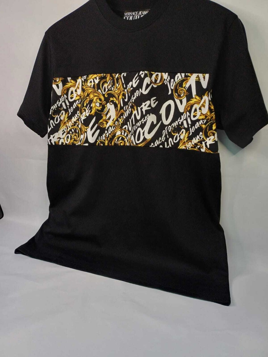 【関税&送料込】Versace Jeans Couture Baroque Outline Logo T Versace Jeans Couture Baroque Logo Cotton T-Shirt | Saks