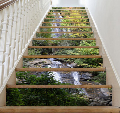 3D Waterfall Stone ZHU171 Stairs Risers Decoration Photo Mural Vinyl Wallpaper