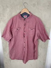 Men's Wrangler Flex Short Sleeve Shirt XLT Extra Large Pink Long Length Summer