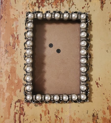 Wood Tone Decoupage Picture Frame W/ Pearls & Rhinestones Western Cowgirl 4”x6” - Picture 2 of 9