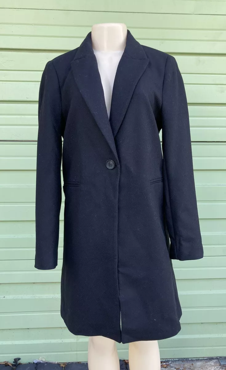 ZARA MASCULINE Black woman WOOL FITTED COAT STRAIGHT SMALL