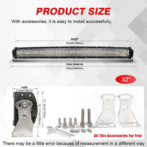81cm 780W LED Barre de Travail Rampe Incurvé Spot pour Tout-terrain 4x4 SUV ATV - Imagen 2 de 10