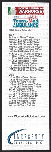 RARE VERSION 2017-18 Wilkes Barre/Scranton Knights NAHL Hockey Schedule !!! - Picture 2 of 2