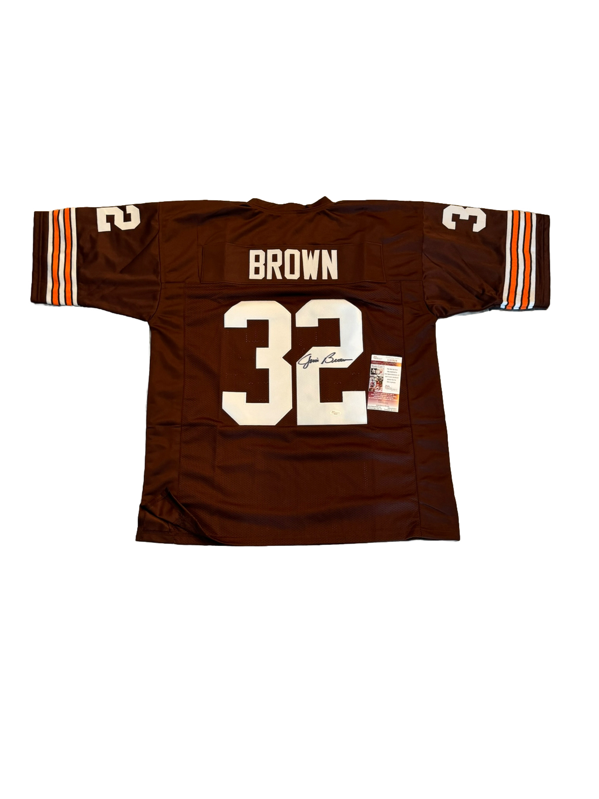Jim Brown Autographed Signed Cleveland Browns Brown Football Jersey (JSA) 