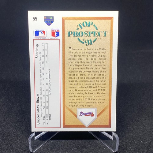 Chipper Jones Rookie Card Top Prospect 1991 Upper Deck HOFamer Atlanta Braves RC - Picture 2 of 3