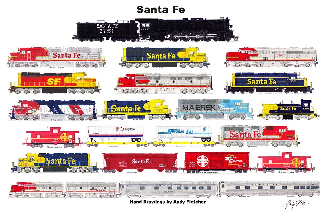 Santa Fe Railroad Stickers - 50 Round Vintage Railway Decals