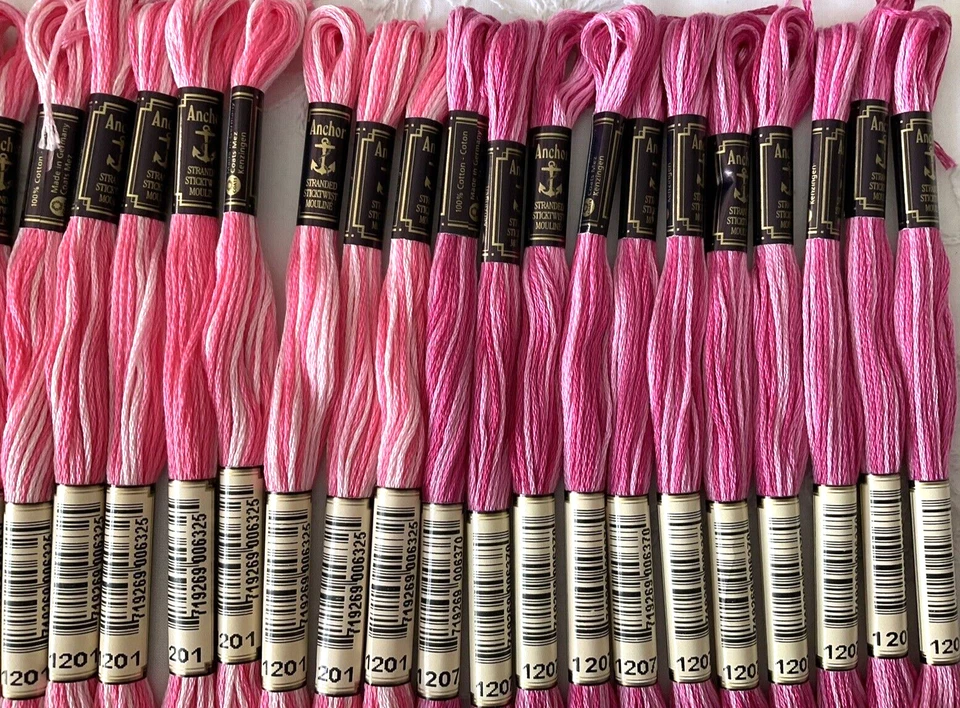 Anchor Embroidery Floss Lot of 22 Shades of Pinks Variegated #1201 #1207 New - Image 4 of 4