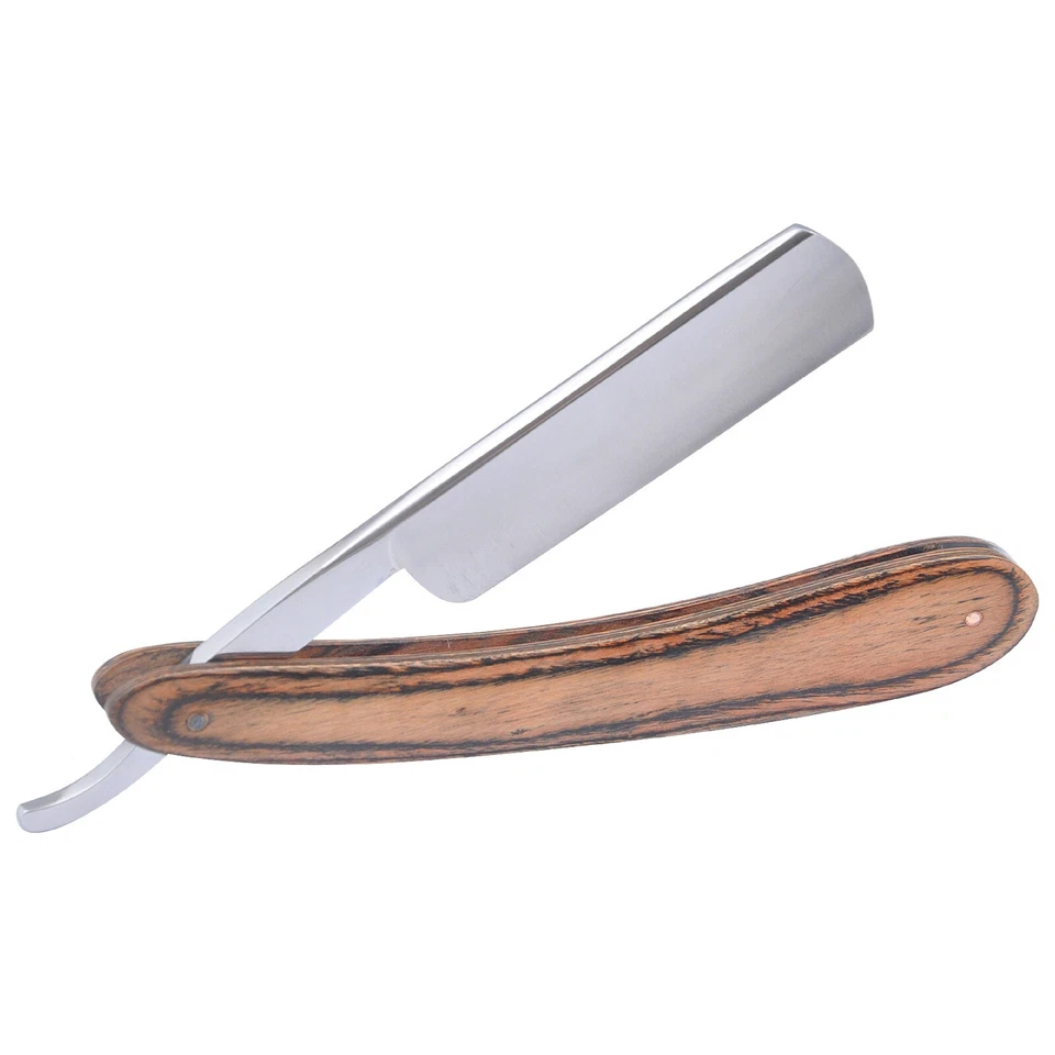 MARKENLOS Profi Rasiermesser sehr scharf Rasierer Holz Rostfrei Straight Shaving Razor De