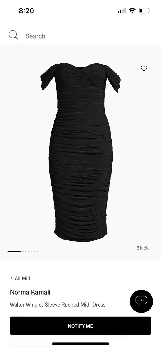 Brand New Norma Kamali Walter Midi Dress Winglet Sleeves Black L 40 Off  Shoulder | eBay