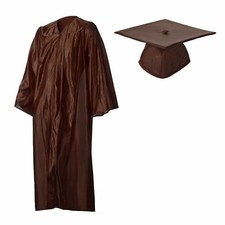 Graduation Cap and Gown Set Shiny Brown