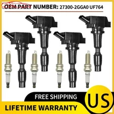 4x Ignition Coil UF764 & 4x DOUBLE IRIDIUM Spark Plug Set for 2016 Kia Optima US