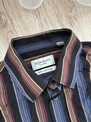 vintage 90s yves saint laurent shirt multicolor mens size medium
