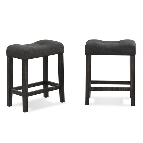 Sora Button Tufted Counter Height Saddle Stool, Set of 2 - Thumbnail 4