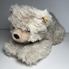 Steiff 0333/35 Tan Cream Beige Fur Sitting Laying Bear W/ Yellow Ear Tag Button