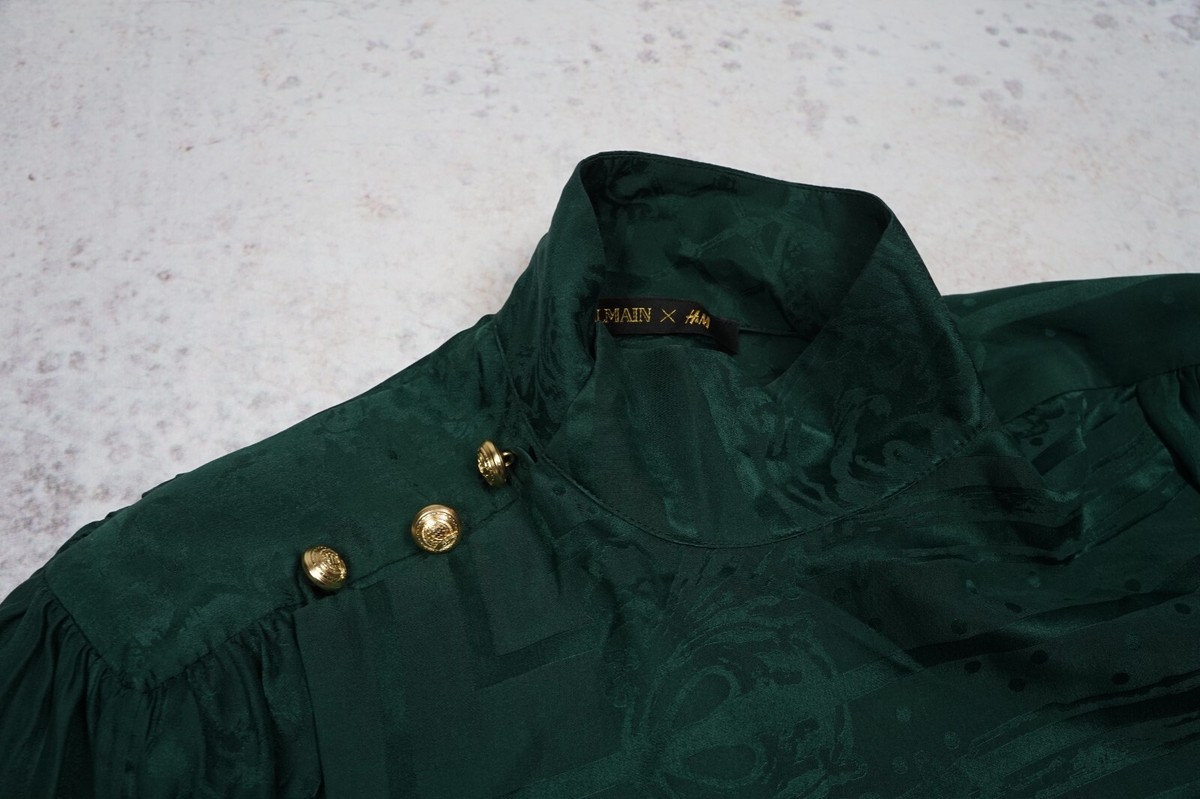 Balmain H&M Women's Silk Long Sleeve Blouse Shirt Top Size US 6