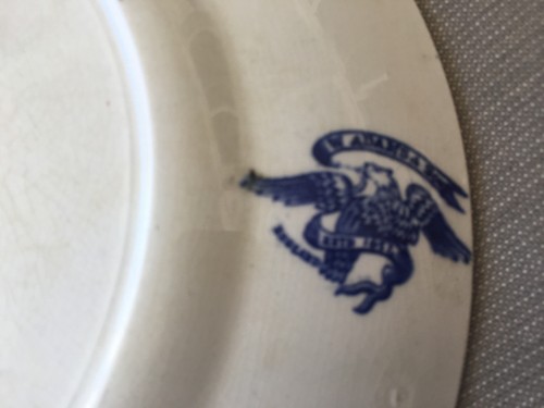 Flow Blue Plate W Adams Sons Marbleheads Cradle Liberty Ye Olde Towne House 1727 - Picture 7 of 7