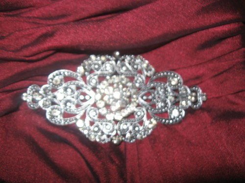 JS Collection Red Wine Chiffon Ruched Brooch Long Gown Dress 12 $188 MISC - Picture 10 of 10