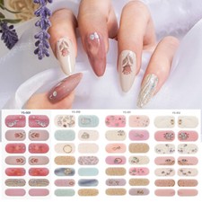 14Tips Nail Wraps Stickers Polish Manicure Art Self Stick Decor 3D Floral Strip