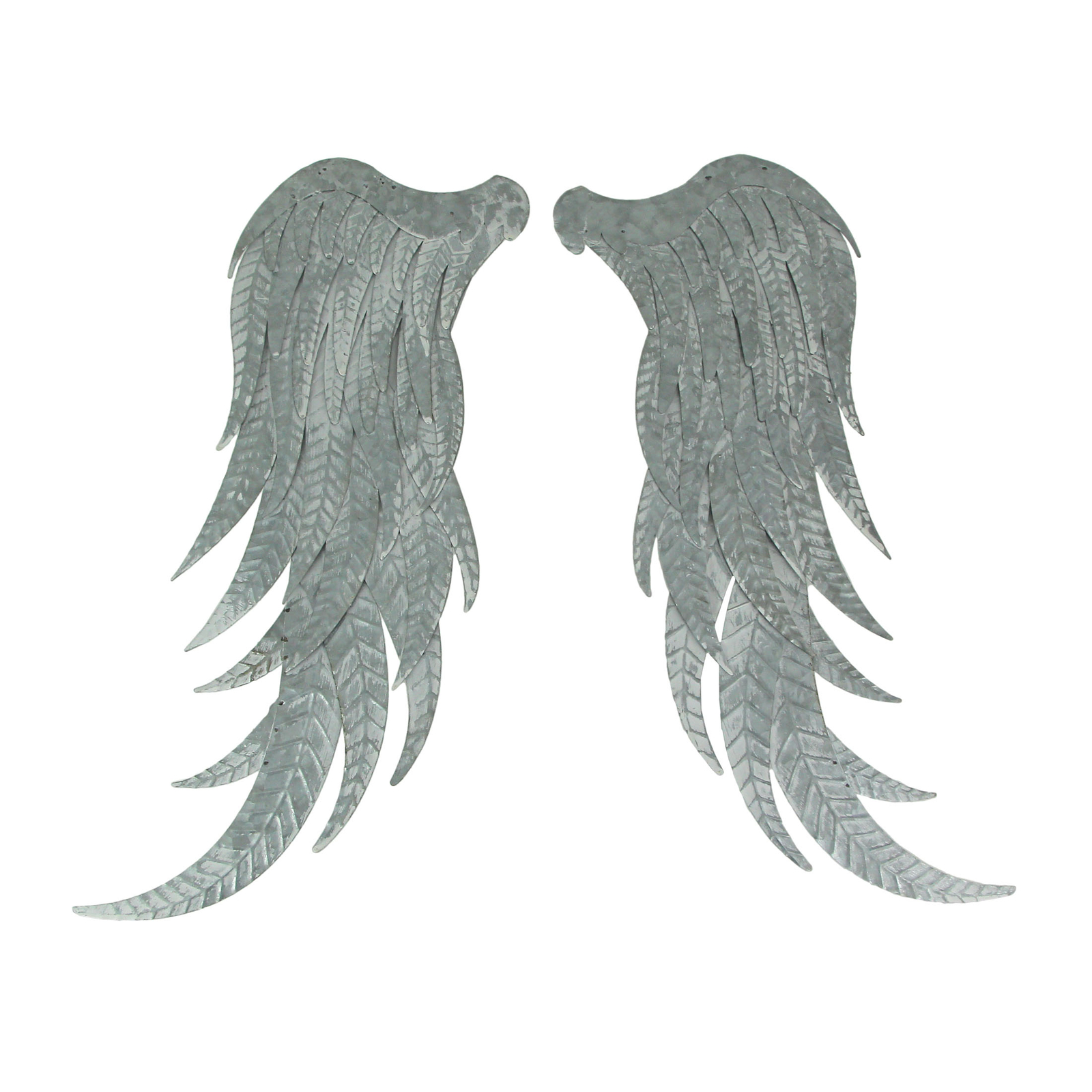 Set of 2 Galvanized Metal Angel Wings Wall Art Indoor Outdoor Rustic Home Decor