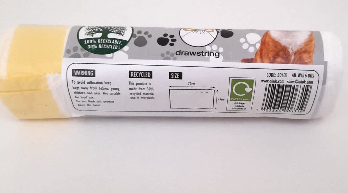 Cat Litter Tray Liners 70 x 45cm Kitten Pet Waste Hygienic Bags Tie