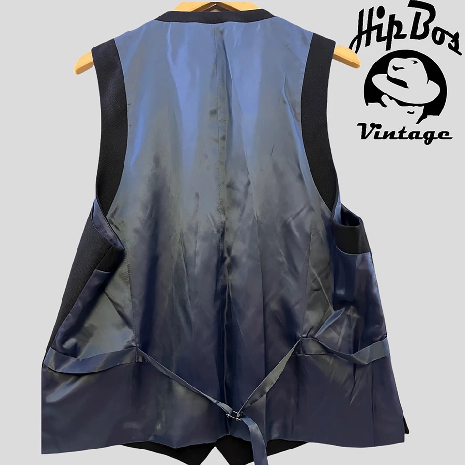 John Lewis Regular Fit Birdseye Waistcoat Navy Blue - Image 2 of 4