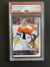 2018 UD Upper Deck #491 Carter Hart Young Guns RC Rookie PSA 10
