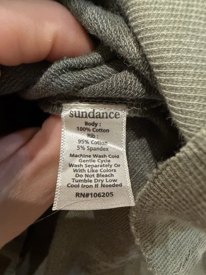 Sundance Green Floral Long Sleeve Light Sweat Sweatshirt 100% Cotton Sz Large - Image 4 of 4