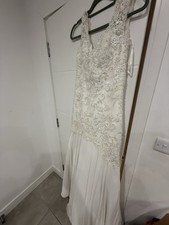 Justin Alexander Beaded Lace V-Neck Bridal Gown Ivory, RRP £1200 Size 10