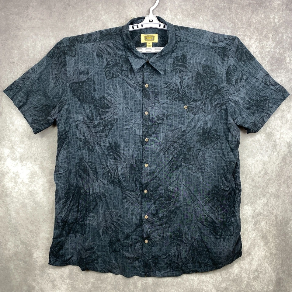 The Foundry Floral Button Shirt Mens 2XL Gray/Charcoal Rayon Hawaiian Cool - Image 2 of 4
