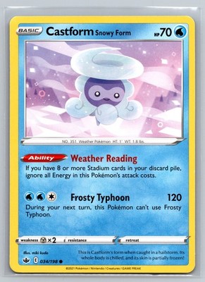 Castform Snowy Form 034/198 Chilling Reign Common Water Basic Pokemon TCG