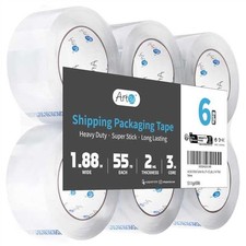 Heavy Duty Clear Packing Tape 6 Rolls 3" Core 55 yds Clear Adhesive Tape