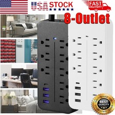 Wall Mountable USB Surge Protector Power Strip with USB Ports 8 Outlet Plug