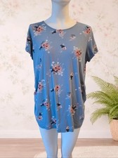 New Look Blue Floral Maternity Top Size 16 Ruched Side Stretch Pregnancy
