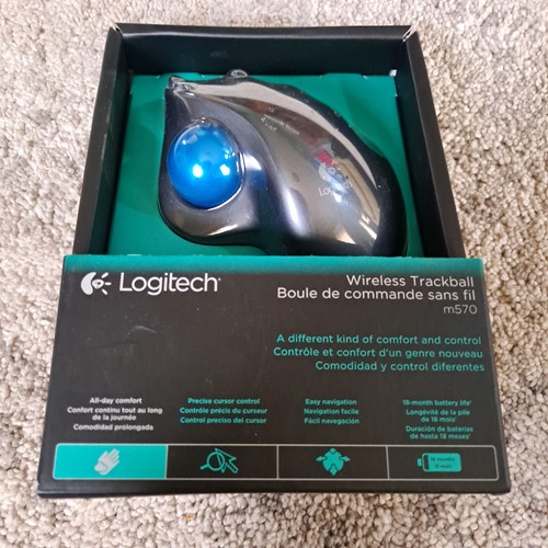 Logitech M570 Wireless Trackball Mouse – Ergonomic Design NEW SEALED  - Picture 2 of 13