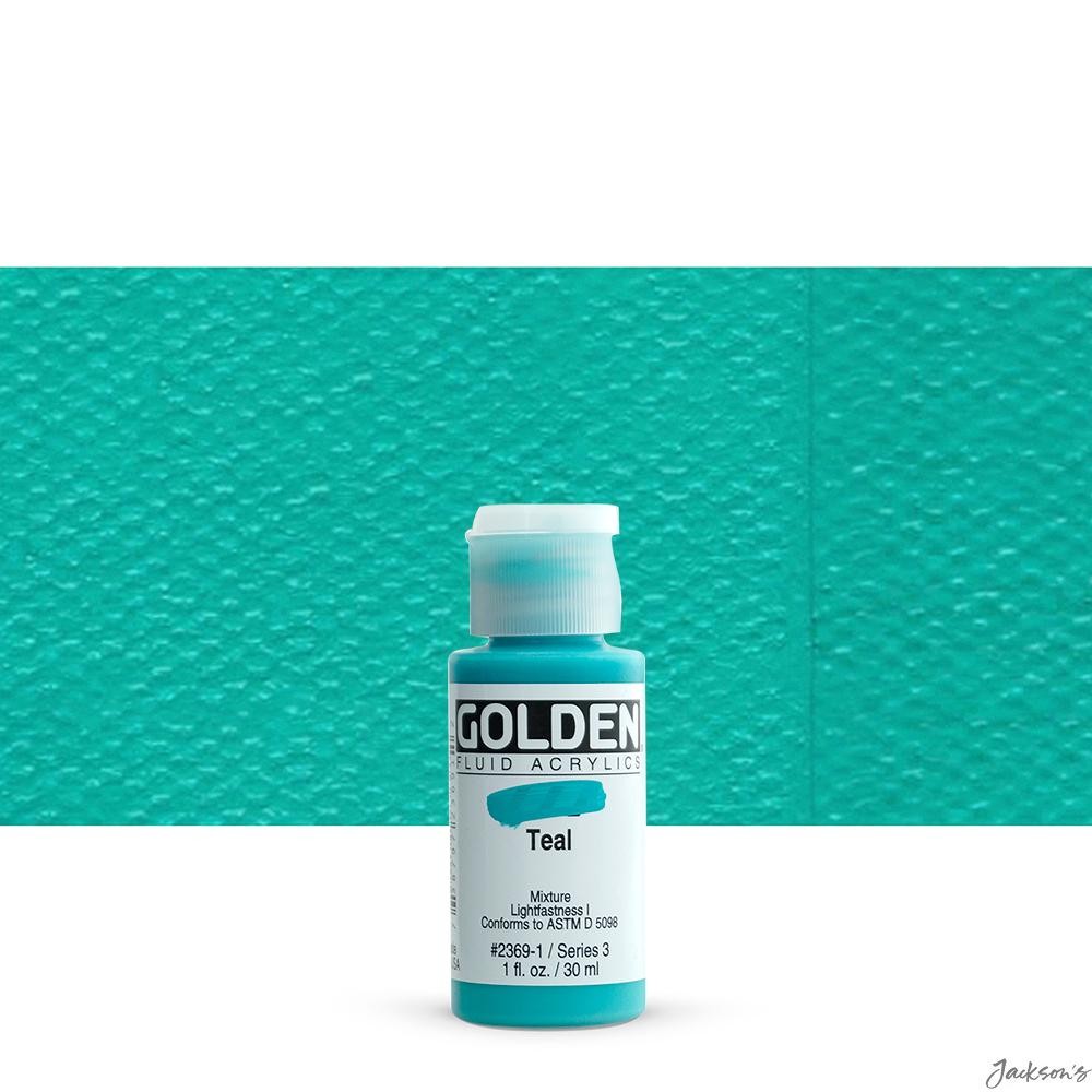 Golden Fluid Acrylic Paint Bottle 30ml Teal For Spraying Brushing Staining