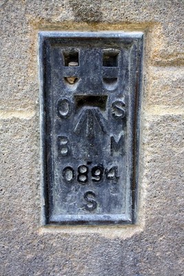 Photo 6x4 Benchmark on City Hall Bradford/SE1632 Ordnance Survey flush b c2017