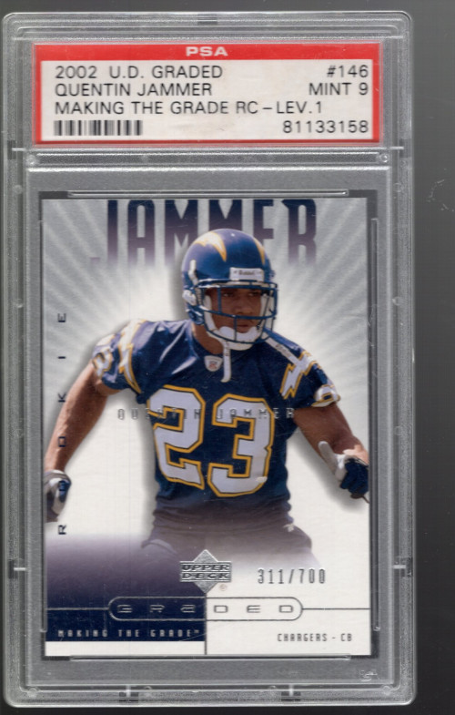SLA113- 2002 UD Graded #146 Quentin Jammer P RC /700 - PSA Mint (9)