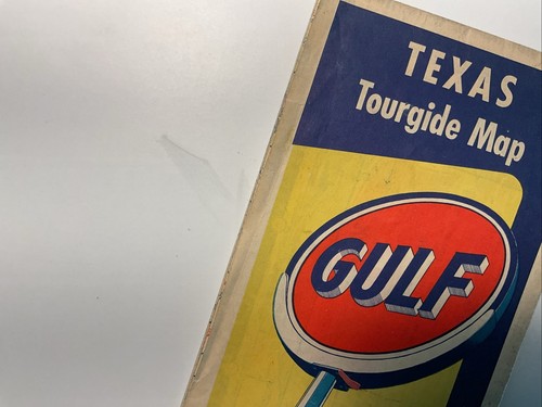 VINTAGE 1950'S GULF OIL CO. TEXAS TOURGIDE MAP WITH ADS - Bild 4 von 15