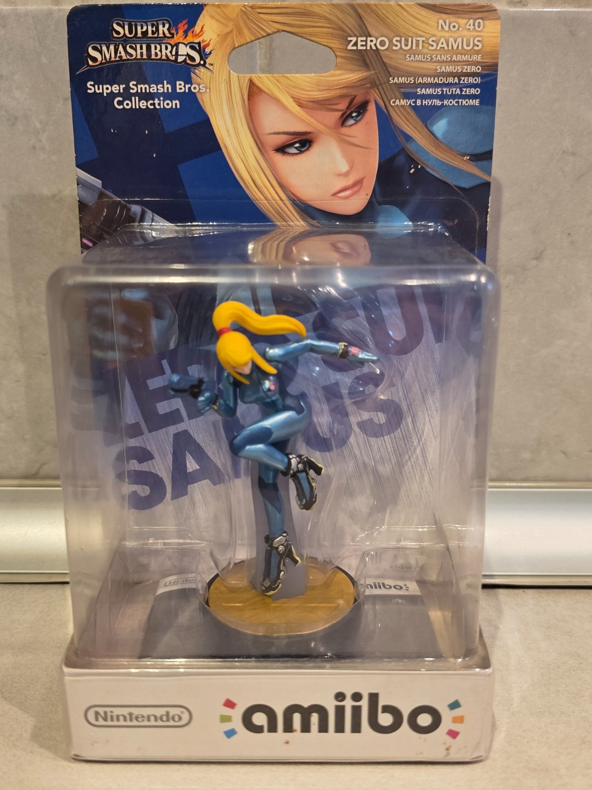 Figurine neuve amiibo Zero Suit Samus Super Smash Bros numéro 40 plastique ABS
