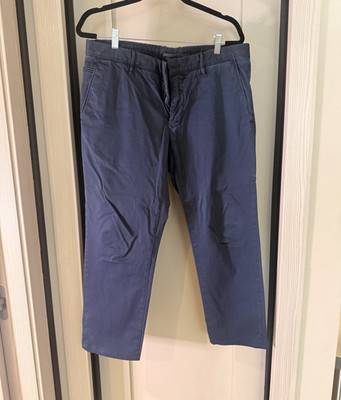 Incotex Men s Flat Front Solid Blue Casual Pants 36W Regular Fit