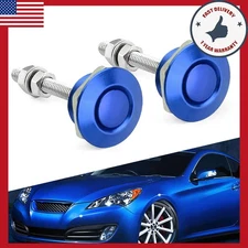 Blue Car Push Button Quick Release Hood Bonnet Pins Lock Clip Bumper Latch Kit