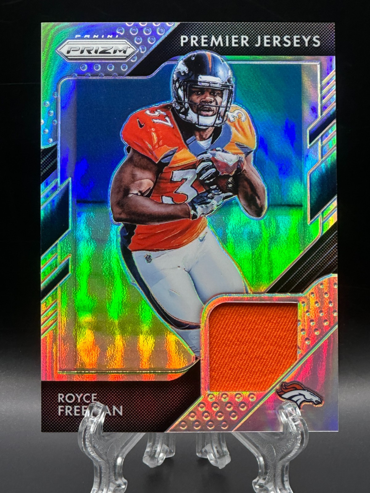 Royce Freeman 2018 Panini Prizm Rookie Premier Jerseys Silver Prizm #PP-24 RC