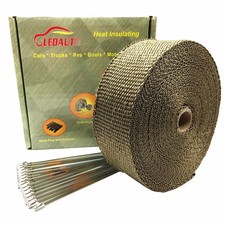 LEDAUT 2" x 50' Titanium Exhaust Heat Wrap Roll for Motorcycle Fiberglass Hea...