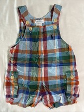 Ralph Lauren Baby Plaid Romper Shortall One Piece 100 Cotton 3M Unisex