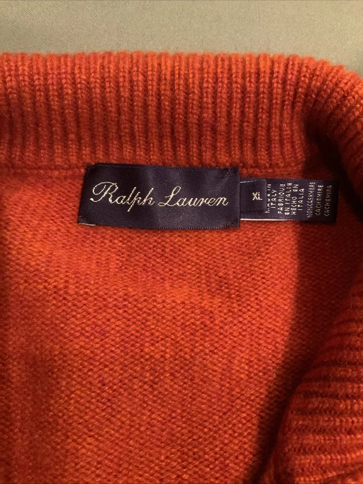 Suéter masculino Ralph Lauren roxo etiqueta olho de pássaro cashmere GG laranja queimado - Imagem 2 de 4