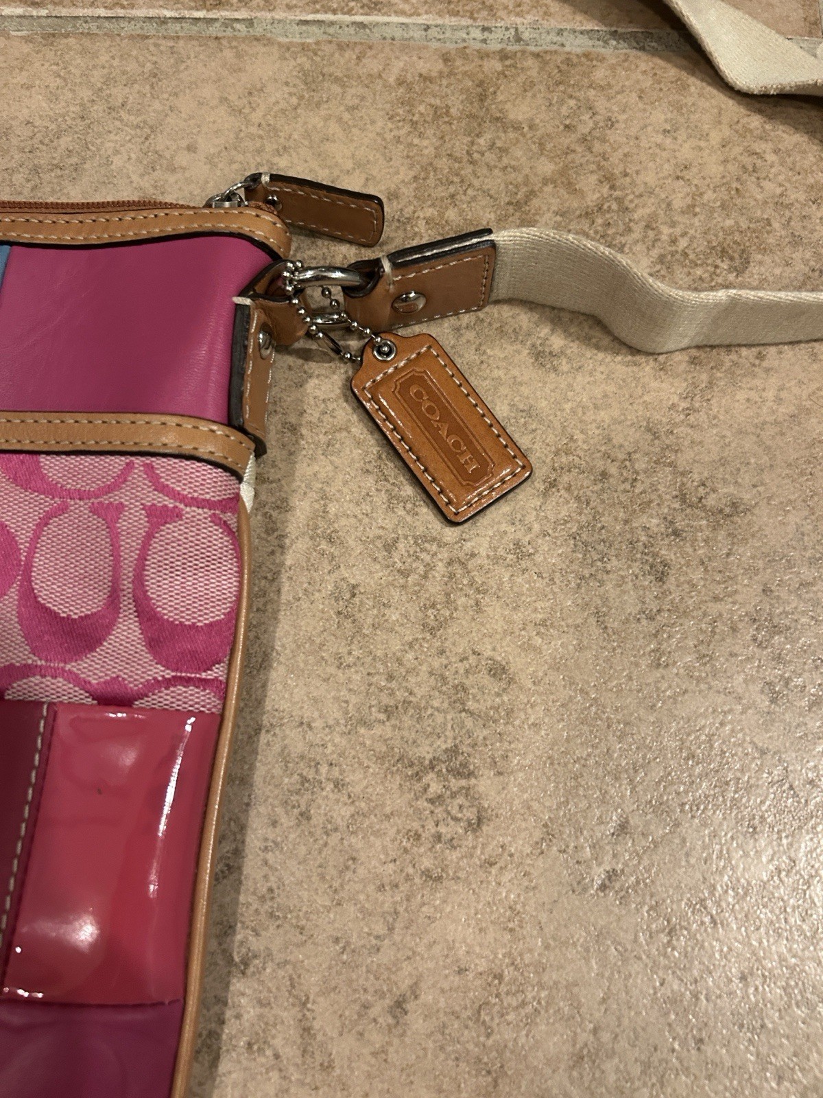 Coach Pink Blue Patchwork Swing Pack Crossbody Ba… - image 2