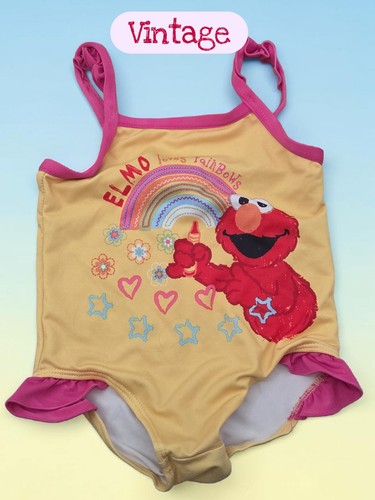 *1213 sesame Street Elmo vintage swimsuit Girls 6-9 months