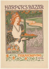 1894 Harpers Bazar Thanksgiving Cover Vintage Poster Print